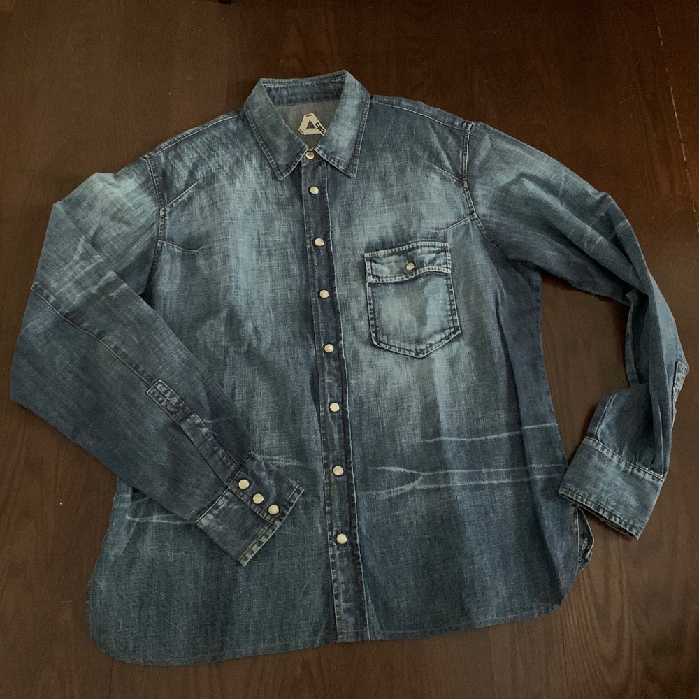 CYCLE Men's woven denim long sleeves shirt